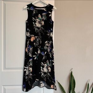Halogen black floral Midi Dress size small